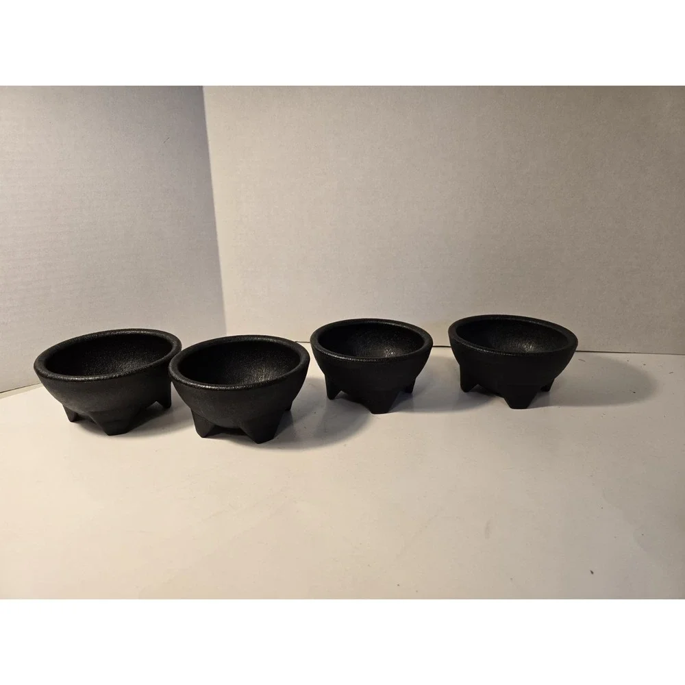 4 Mocajete Themed Plactic Bowls Salsa Guacamole Rough Surface Party Summer /0407